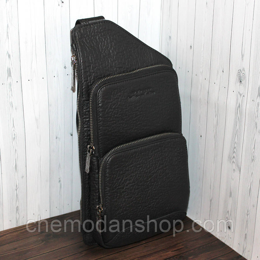 Барсетка з натуральної шкіри de sse LC47671 Чорна