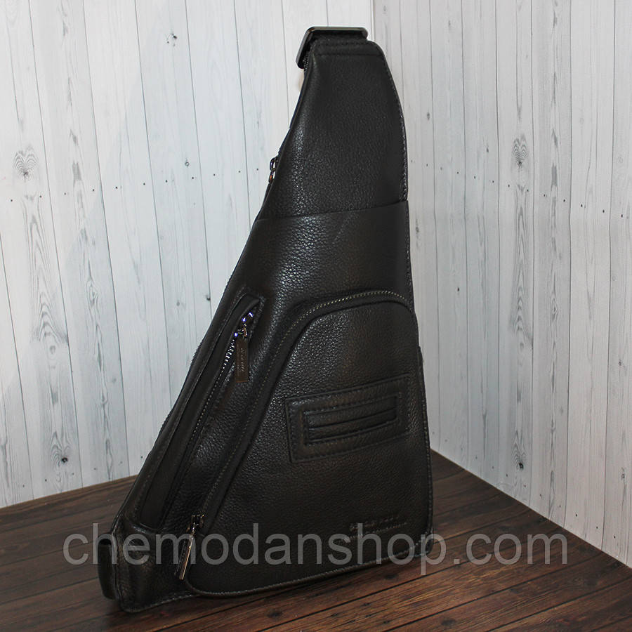 Барсетка з натуральної шкіри de sse LC47670 Чорна