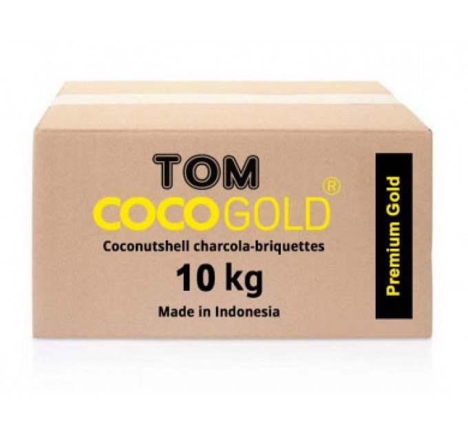 Кокосове вугілля "Tom COCO Gold" для кальяну, 10 кг, 96 кубиків, в коробці