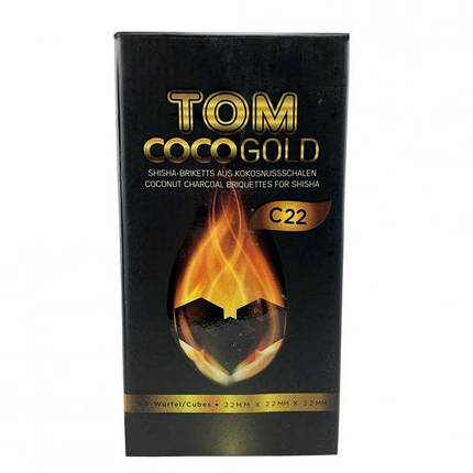Кокосове вугілля "Tom COCO Gold" для кальяну, 10 кг, 96 кубиків, в коробці, фото 2
