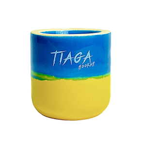 Глиняна чаша для кальяну з терморегуляцією для рівномірного нагрівання Tiaga, Blue Yellow (Синьо-жовта), фото 1