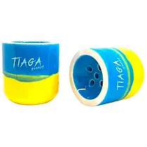 Глиняна чаша для кальяну з терморегуляцією для рівномірного нагрівання Tiaga, Blue Yellow (Синьо-жовта), фото 4