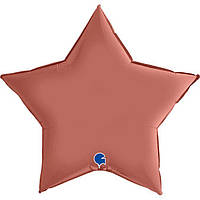 Фольгированный большой воздушный шар Grabo Звезда Сатин розовое золото 36" 91 см