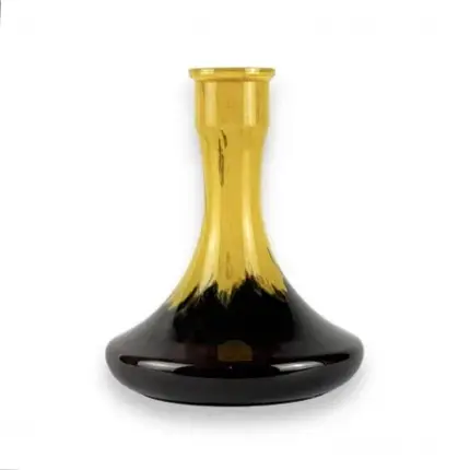 Скляна колба для кальяну під ущільнювач 2×2 Hookah Craft (крафт), чорно-жовта крихта, фото 1