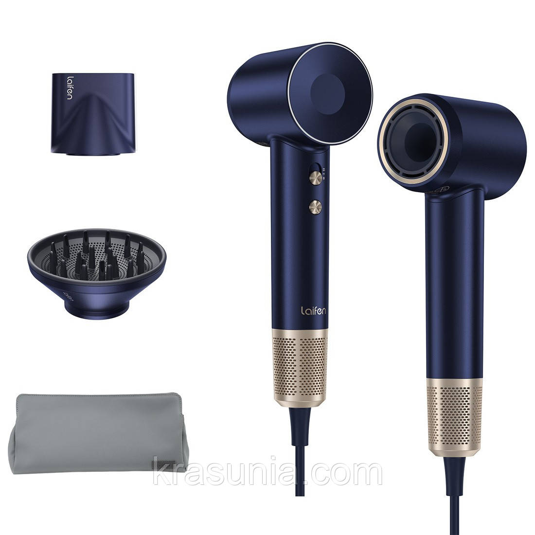 Комплект професійний фен Laifen Swift Premium з сумкою, 2 насадки, синій, фото 1