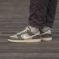 Женские кроссовки Nike SB Dunk low Beige\Brown\Green Patch (бежевые с коричневым) демисезонные кроссы I1447