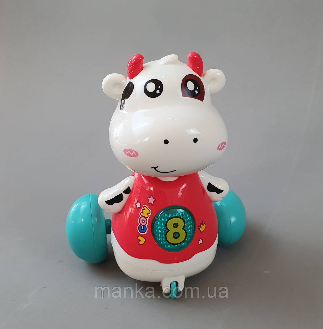 Корівка 818 на батарейках, весела мелодія, підсвічування, рухається, реагує на плескання долонями, фото 1