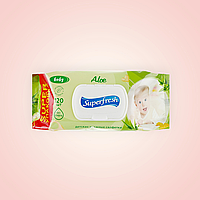 Салфетки влажные детские SuperFresh Aloe с клапаном 120 шт