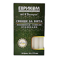 Свічки побутові парафінові ЕВРІКОМ білі 17,5см (18шт)