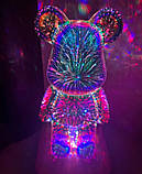 Світильник ведмедик нічник феєрверки. 3д маус на 8 кольорів, фото 3