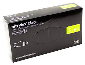 Рукавички нітрилові Nitrylex без пудри чорні р.S (100 шт/уп) (5906615004424)