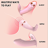 Вібратор вагінально-кліторальний у трусики, Вібратор прихованого носіння для точки G з пультом, інтимні іграшки, фото 10