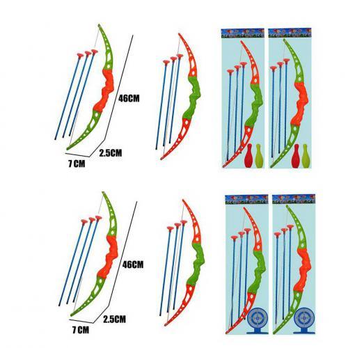 Лук 45 см, стріли-присоски 3 шт., 2 різновиди (кеглі, мішень), пак. 16*50*4 см (192шт)