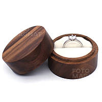 Коробочка для кольца деревянная Eternal Футляр шкатулка для предложения, свадьбы, натуральный американский орех, белый бархат, закрытая крышка
