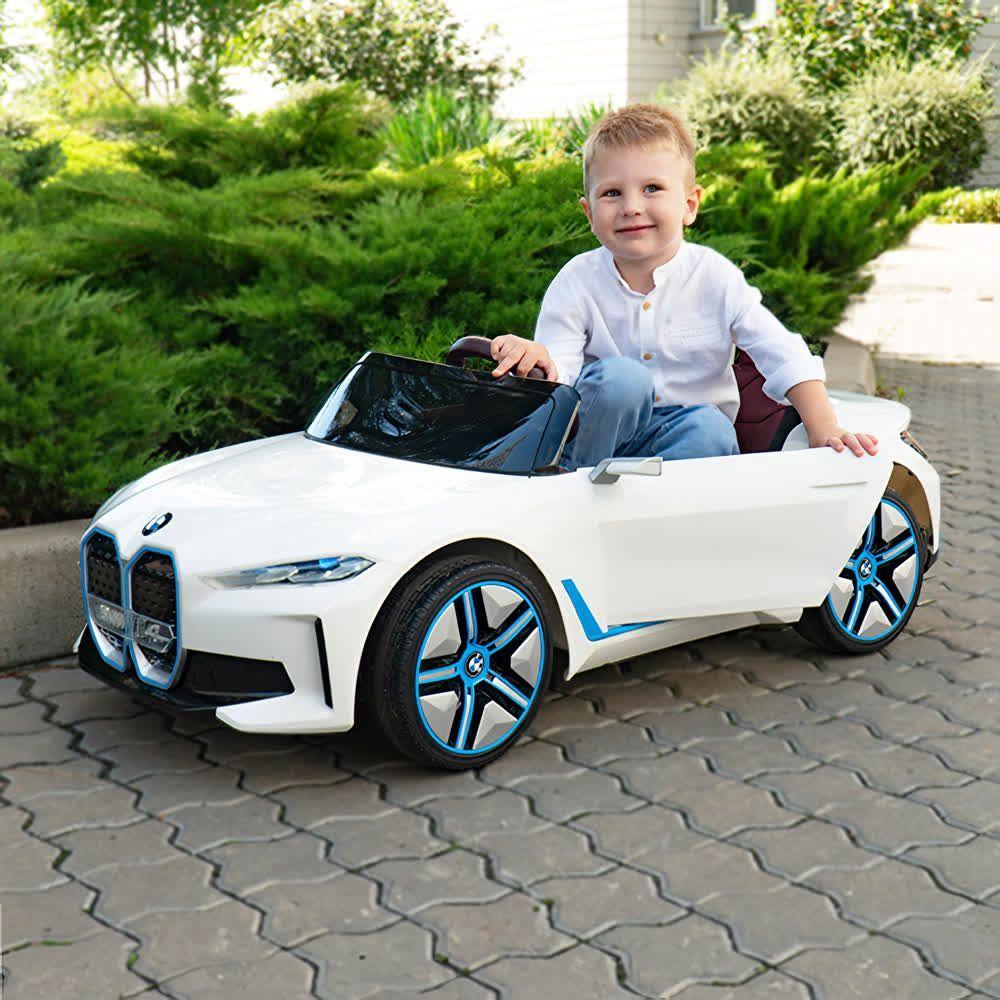Детский электромобиль БМВ «BMW i4» белый (разные цвета). JE1009EBLR-1 ...