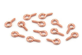 Штифт гвинтовий для біжутерії, 8*4 мм, рожеве золото, Туреччина (A1051)