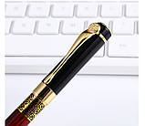 Подарункова перова чорнильна ручка, колір - під золото з червоним деревом, фото 7