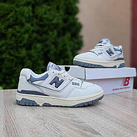 Мужские кроссовки New Balance 550 (белые с серым) весенне-осенние стильные качественные кроссы О11059 mood