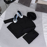 Спортивний костюм зимовий чоловічий чорний на флісі | комплект теплий із начісом | Худі + Штани