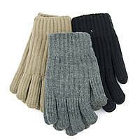 Оптом перчатки подростковые шерстяные зимние с меховой подкладкой и сенсорными пальцами (арт. 23-3-19)