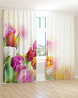 Фото шторы 3Д разноцветные тюльпаны