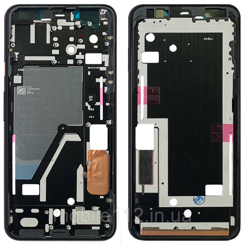 Рамка дисплея Google Pixel 4 XL (чорний оригінал Китай з рожевою кнопкою), фото 1