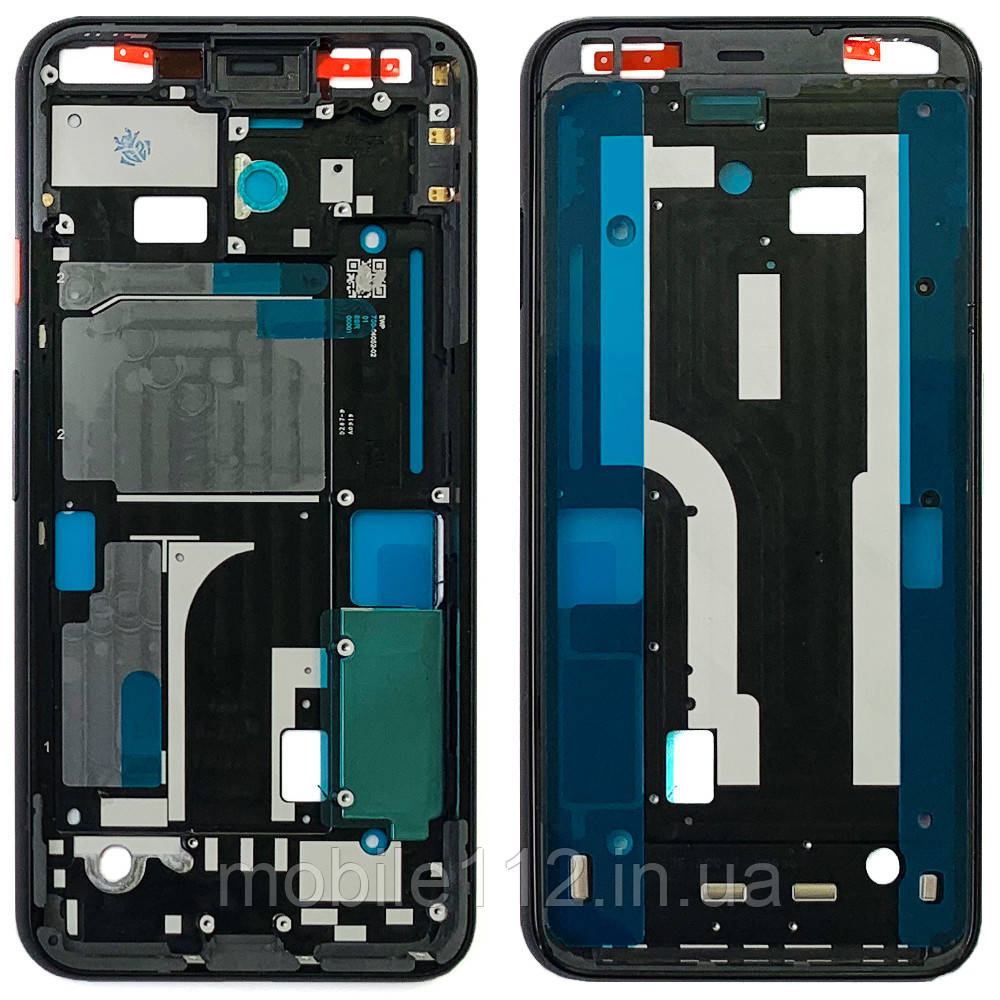 Рамка дисплея Google Pixel 4 чорна оригинал Китай з рожевою кнопкою