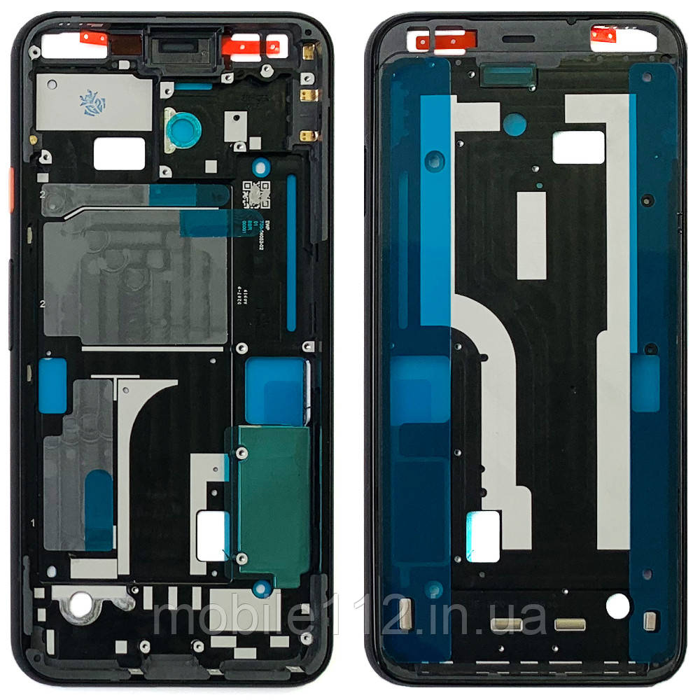 Рамка дисплея Google Pixel 4 чорний оригінал Китай з помаранчевою кнопкою