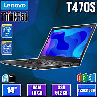 Сучасний Ігровий ультрабук Lenovo ThinkPad T470S 14" IPS i7 6600U 20GB 512GB SSD