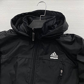Чоловіча куртка вітровка Adidas з капюшоном демісезон осінь/весна чорна М-XXL (Адідас)