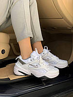 Женские кроссовки Nike M2K White/Black (бело-черные) молодежные качественные кроссы демисезон N0036 mood