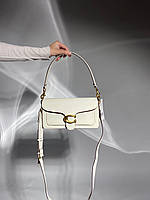 Женская сумка Coach Tabby Shoulder Bag 26 Brass/Chalk (белая) KIS99046 стильная модная на длинном ремне mood