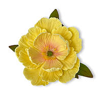 Цукрова прикраса "Піон D=90 мм ванільний з листочками" тубус