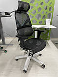 (з вітрини Львова) Комп'ютерне крісло Streamer SL-A77: керування на сидінні, 12 регулювань, хрестовина-хром, сітка Чорна, фото 8