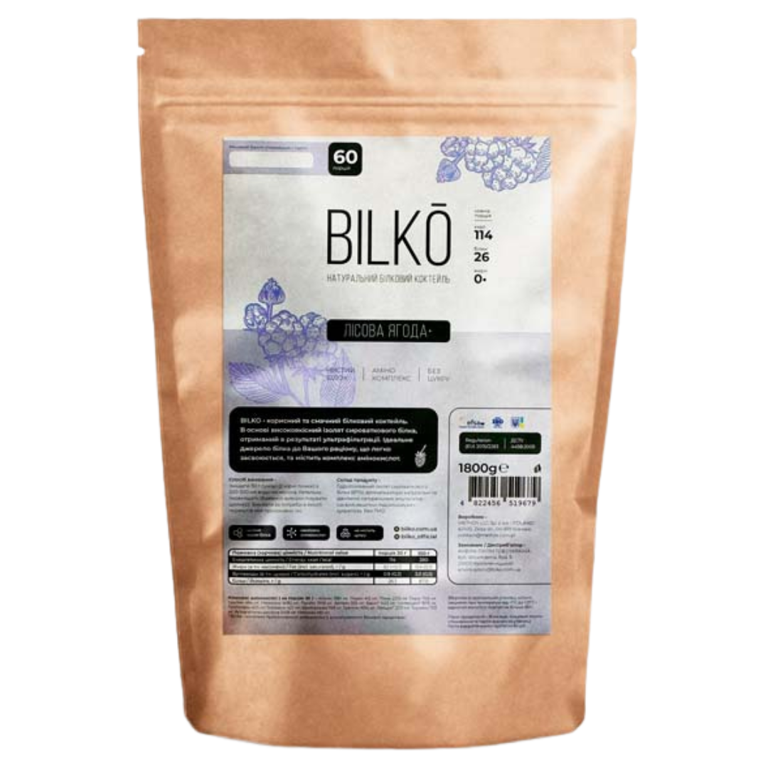 Bilko Білко Жіночий протеїновий коктейль вміст 90% білка смак лісові ягоди 60 порцій 1,8 кг, фото 1