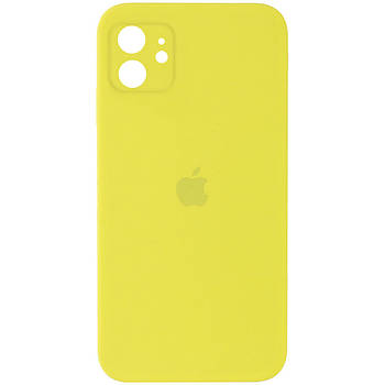 Silicone case for iphone 11 (14) yellow (квадратний) square side
