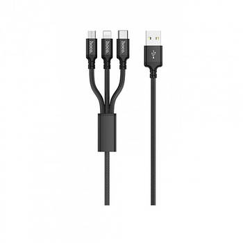 Combo кабель HOCO X14 Times Speed 3in1 Lightning/microUSB/Type-C, 1m black