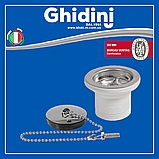 Випуск без переливу для кухонної мийки Ø70х1 1/2" SIMPLEX Ghidini 331, фото 4