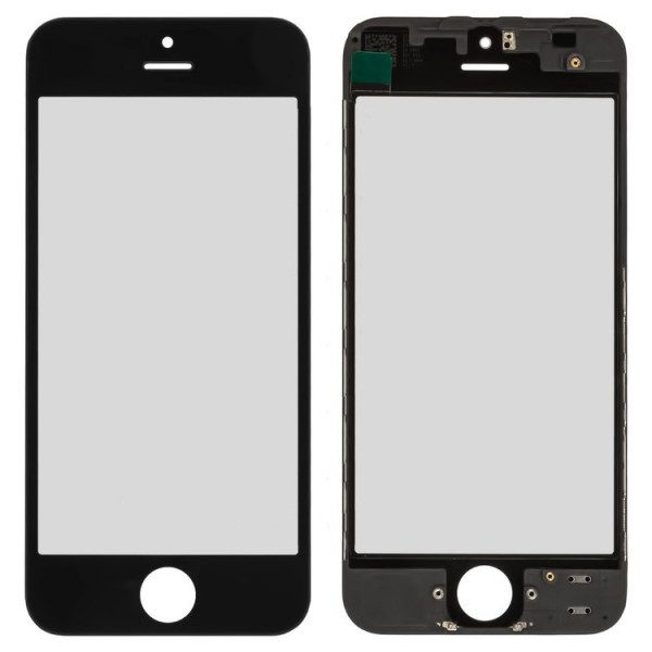 Скло корпусу iphone 5s/iphone se з oca-плівкою та рамкою black (оригінал), фото 1