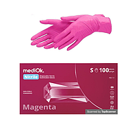 Перчатки нитриловые текстурированные Magenta MediOk 100шт\уп р.XS