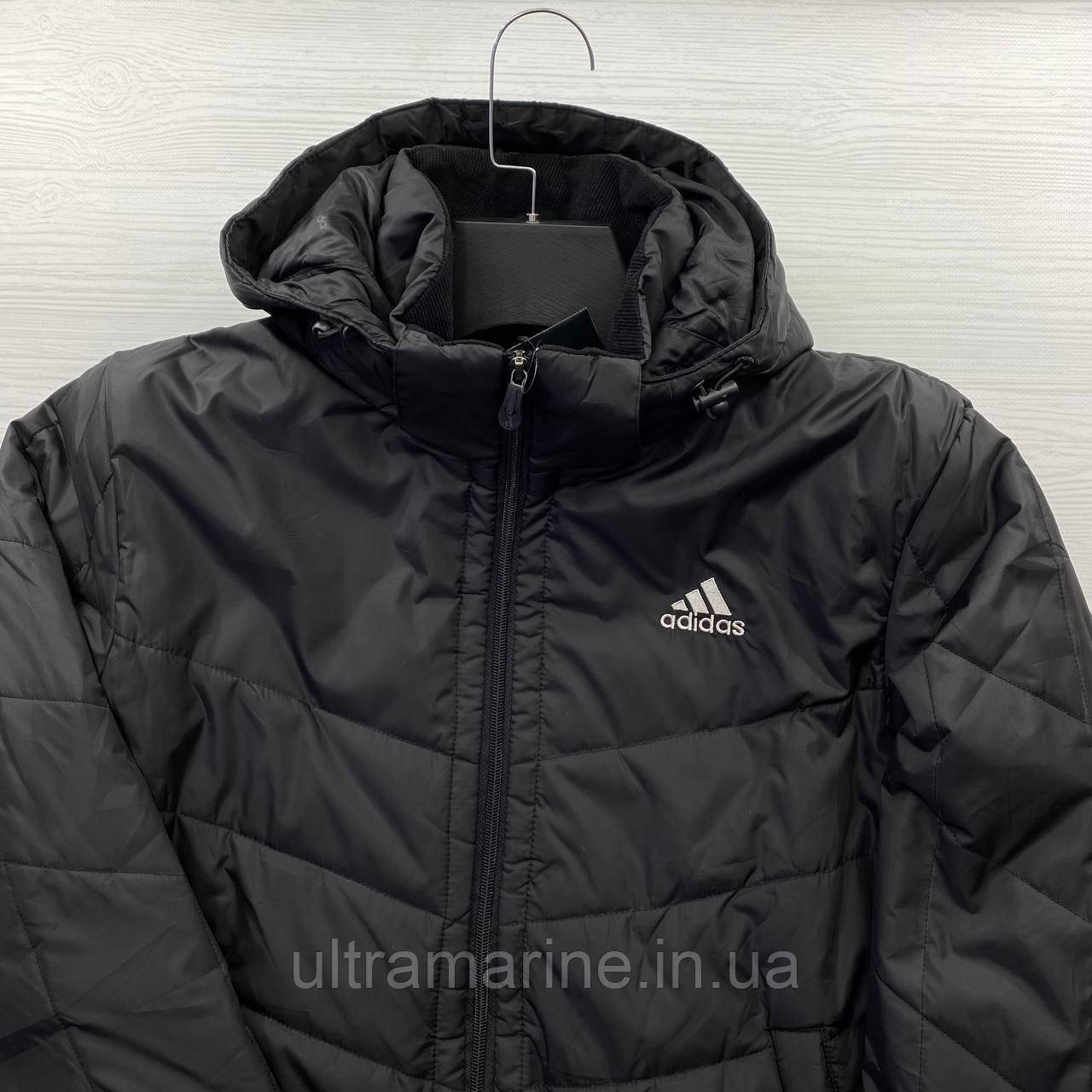 Чоловіча куртка Adidas з капюшоном демісезон осінь/весна чорна (Адідас) М-ХXL