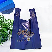 Пакет майка 34(2х8)х57, 50мкм (50 шт.), LDPE recycled ,синій, "CHERPACK RECYCLED"