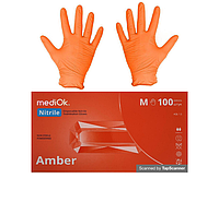 Перчатки нитриловые текстурированные Amber MediOk 100шт\уп р.XS