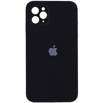 Silicone case for iphone 11 pro max (18) black (квадратний) square side