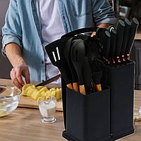 Набір кухонного приладдя 19 Предметів із підставкою TS Kitchen ZP0102 19 Предметів Чорний