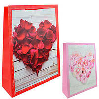 Пакет подарунковий паперовий XL "Heart roses", ЦЕНА ЗА ПЗ. 12ШТ,  40*55*15см (240шт)