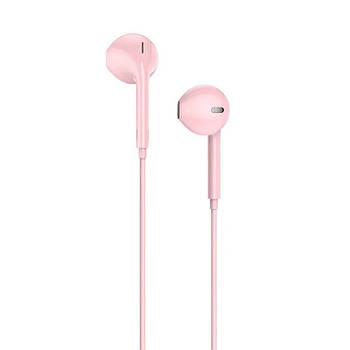 Навушники HOCO M55 Memory sound wire control mini- jack pink (with mic)