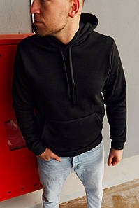 Худі чоловіче тепле зимове чорного кольору чоловіче худі з капюшоном демісезонне стильне універсальне на хлопця