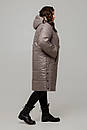Тепле зимове стьобане пальто великий розмір 50 56 58 Соня какао, фото 2