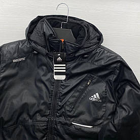 L Чоловіча куртка Adidas екошкіра з капюшоном демісезон осінь/весна чорна (Адідас) М-ХXL